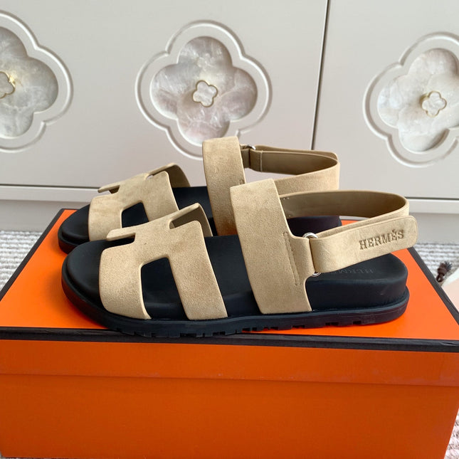 HM 26S CHYPRE SANDAL WITH BACK STRAP IN BEIGE SUEDE