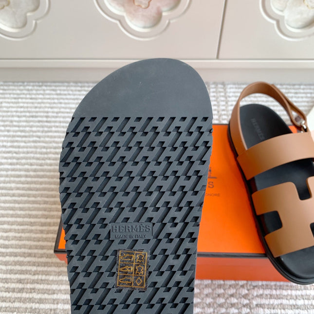HM 26S CHYPRE SANDAL WITH BACK STRAP IN BROWN CALFSKIN