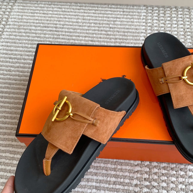 HM 26S JOYCE SANDAL IN CARAMEL BROWN SUEDE