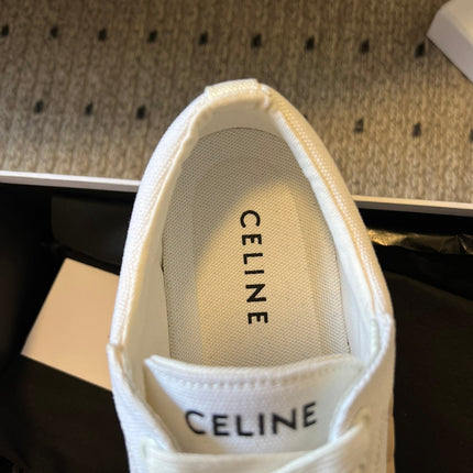 TRAINER LOW LACE-UP SNEAKER IN WHITE MIX BEIGE CANVAS