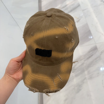 MIUMIU BASEBALL CAP IN BROWN DISTRESSED FABRIC STYLE 1