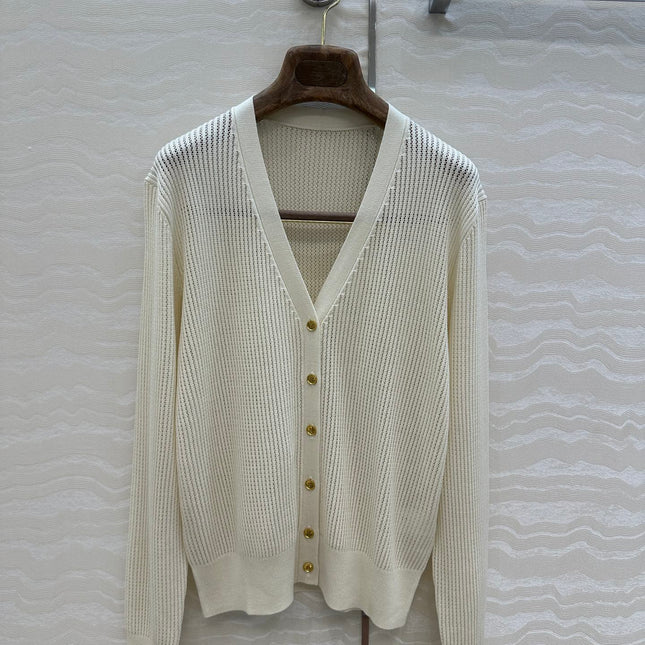 LP CREAM V-NECK KNIT CARDIGAN