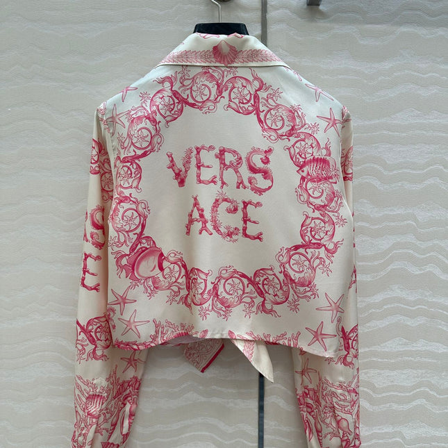 VERSACE SILK SHIRT WITH CORAL PRINT AND NOTCHED COLLAR 263960