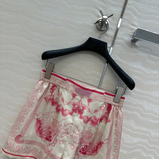 VERSACE SILK SHORTS WITH CORAL PRINT 263963