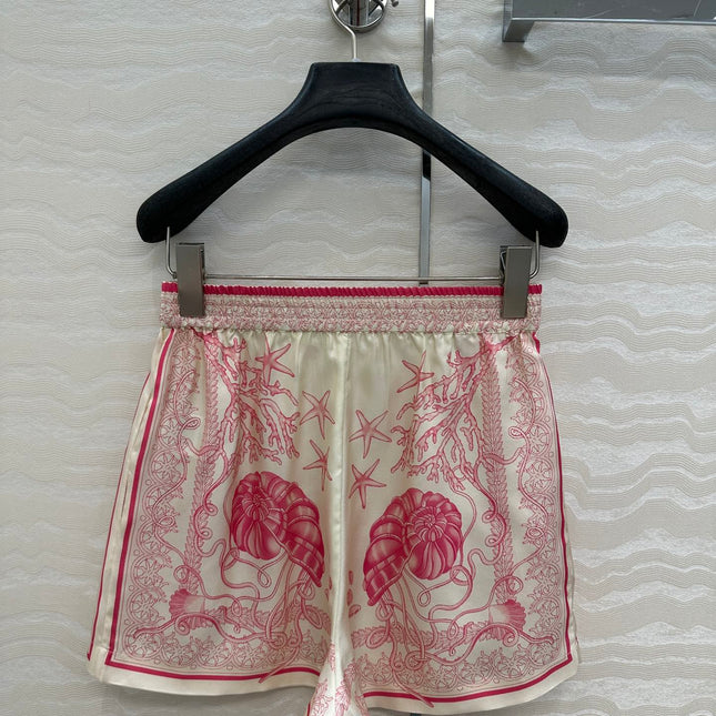VERSACE SILK SHORTS WITH CORAL PRINT 263963
