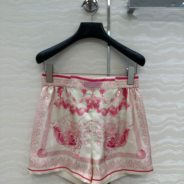 VERSACE SILK SHORTS WITH CORAL PRINT 263963