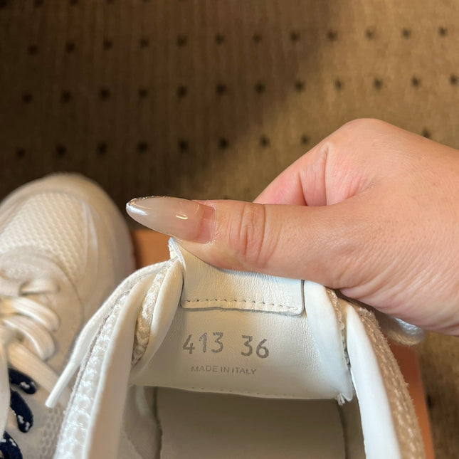 MIUMIU 26S SNEAKERS IN WHITE MESH MIX CALFSKIN