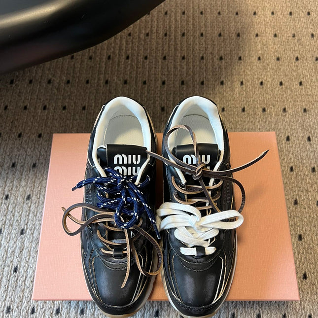 MIUMIU 26S SNEAKERS 530 SL IN BLACK CALFSKIN