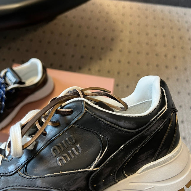 MIUMIU 26S SNEAKERS 530 SL IN BLACK CALFSKIN
