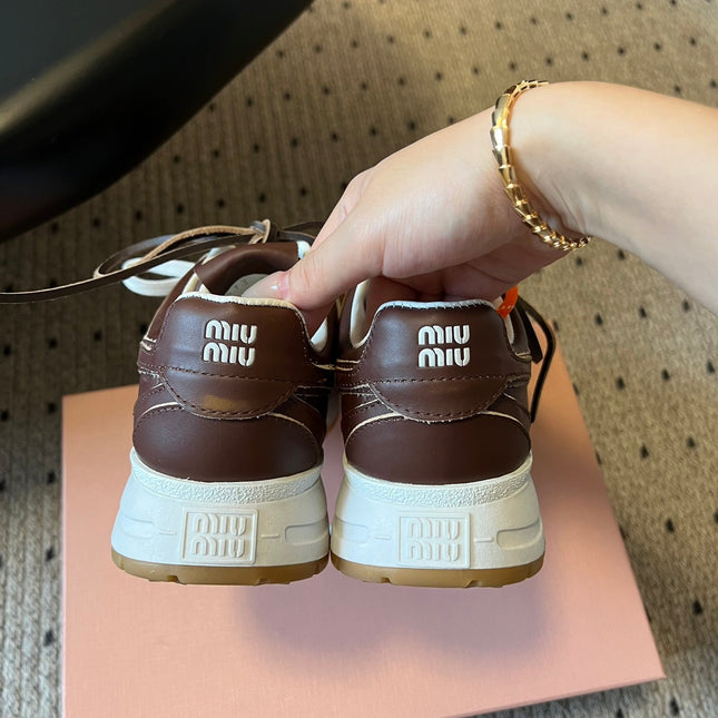 MIUMIU 26S SNEAKERS 530 SL IN DARK BROWN CALFSKIN