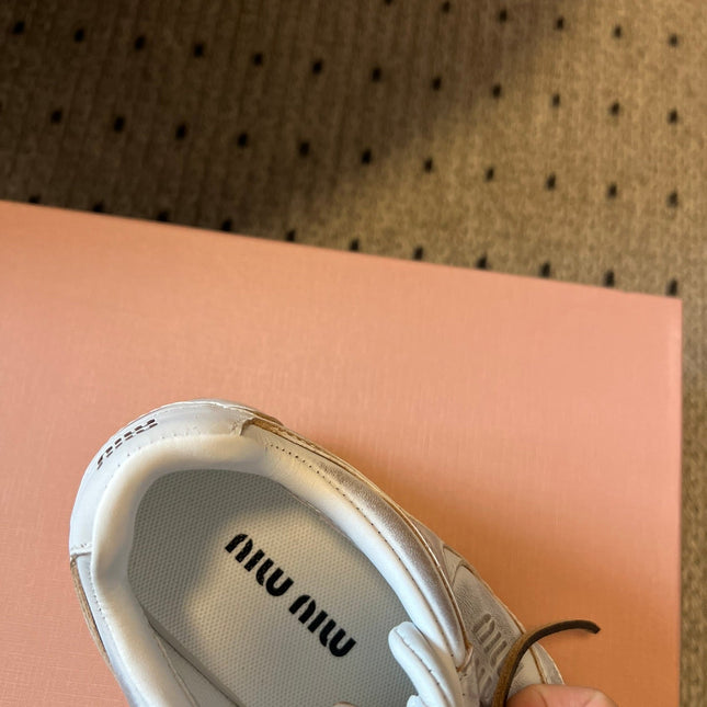 MIUMIU 26S SNEAKERS 530 SL IN WHITE CALFSKIN