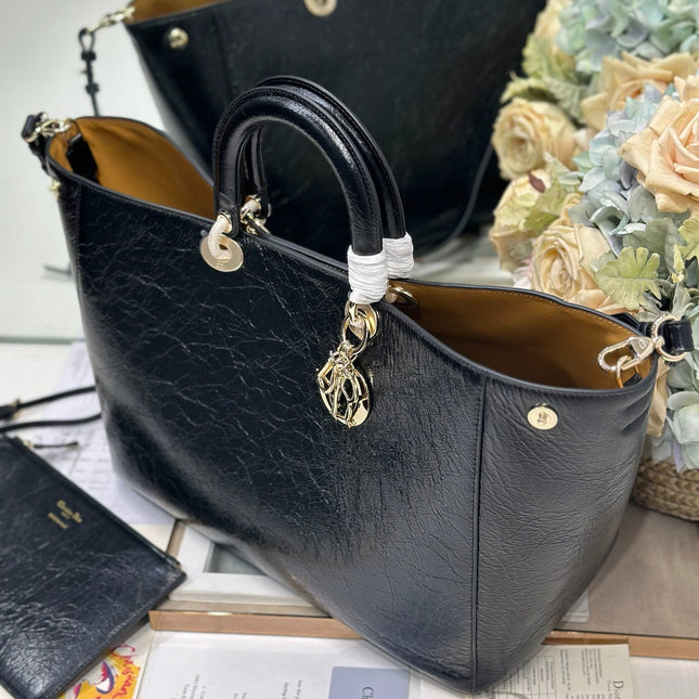 DIOR 26S TOUJOURS BAG 37 IN BLACK CALFSKIN