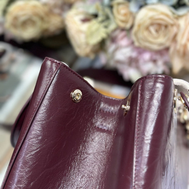 DIOR 26S TOUJOURS BAG 28 IN  DARK RED CALFSKIN