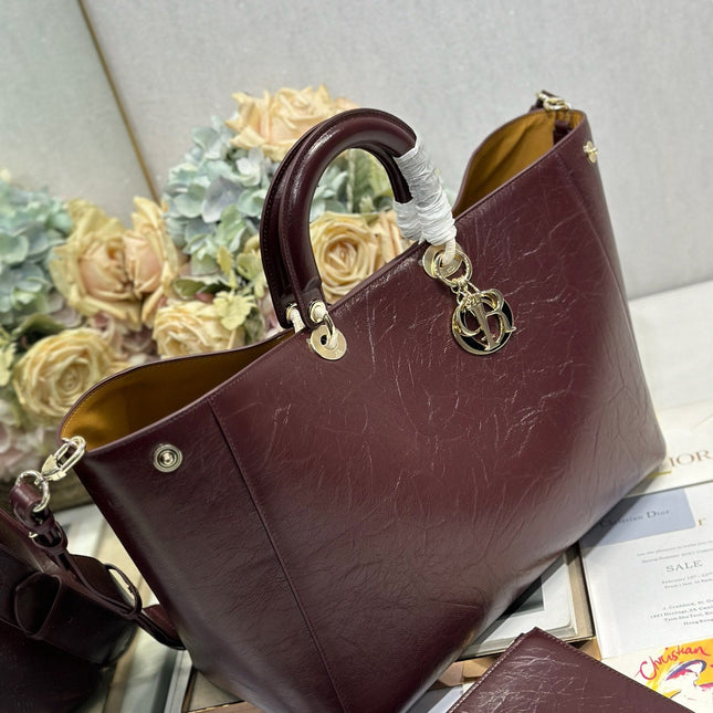 DIOR 26S TOUJOURS BAG 37 IN DARK RED CALFSKIN