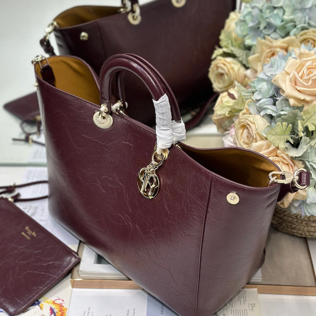 DIOR 26S TOUJOURS BAG 37 IN DARK RED CALFSKIN