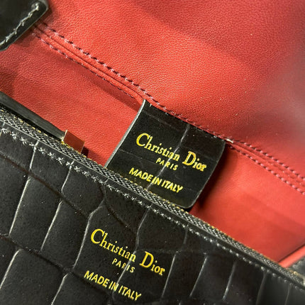 DIOR 26S TOUJOURS BAG 28 IN BLACK CROCODILE LEATHER
