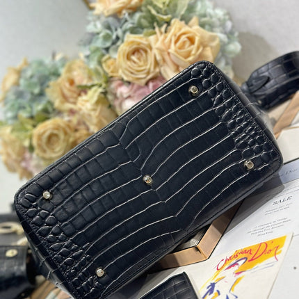 DIOR 26S TOUJOURS BAG 28 IN BLACK CROCODILE LEATHER