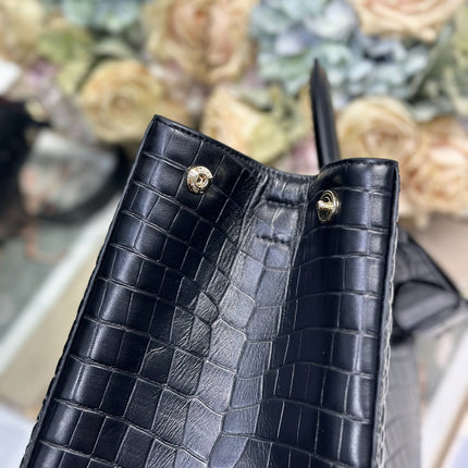 DIOR 26S TOUJOURS BAG 37 IN BLACK CROCODILE LEATHER