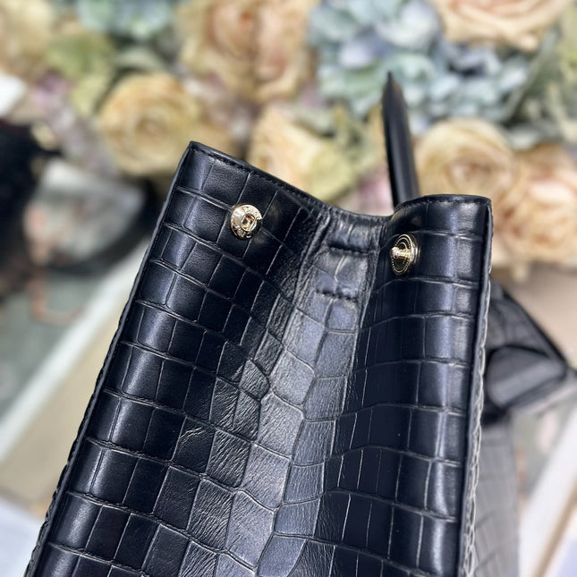 DIOR 26S TOUJOURS BAG 37 IN BLACK CROCODILE LEATHER