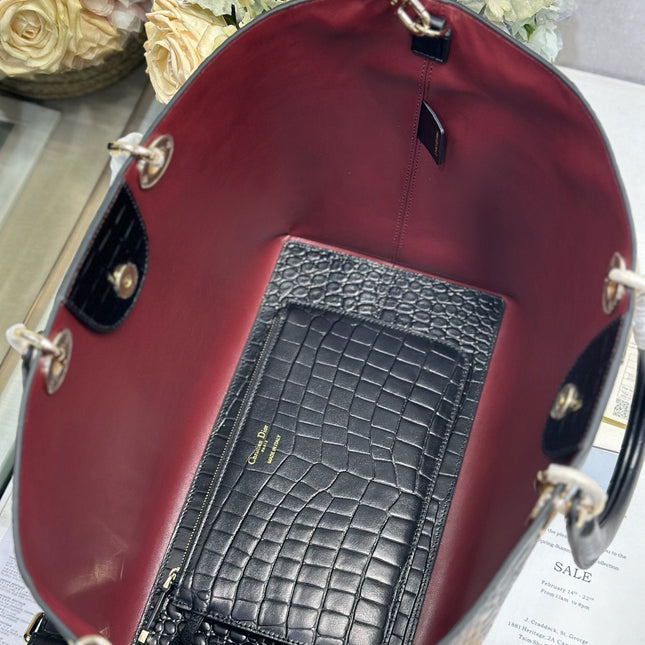 DIOR 26S TOUJOURS BAG 37 IN BLACK CROCODILE LEATHER