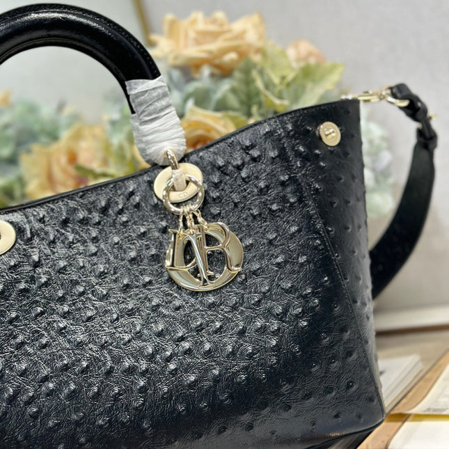 DIOR 26S TOUJOURS BAG 28 IN BLACK OSTRICH