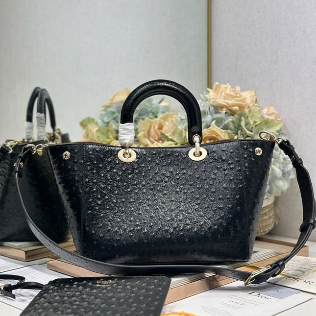 DIOR 26S TOUJOURS BAG 28 IN BLACK OSTRICH