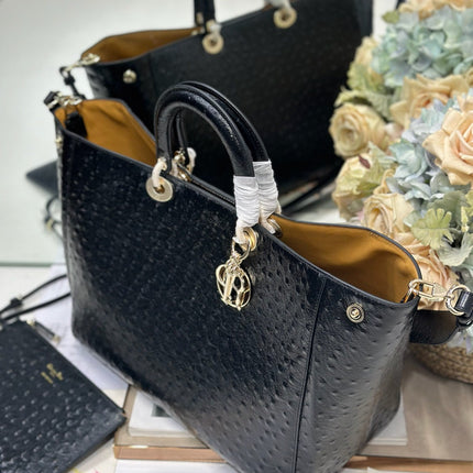 DIOR 26S TOUJOURS BAG 37 IN BLACK OSTRICH