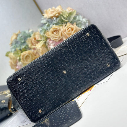 DIOR 26S TOUJOURS BAG 37 IN BLACK OSTRICH