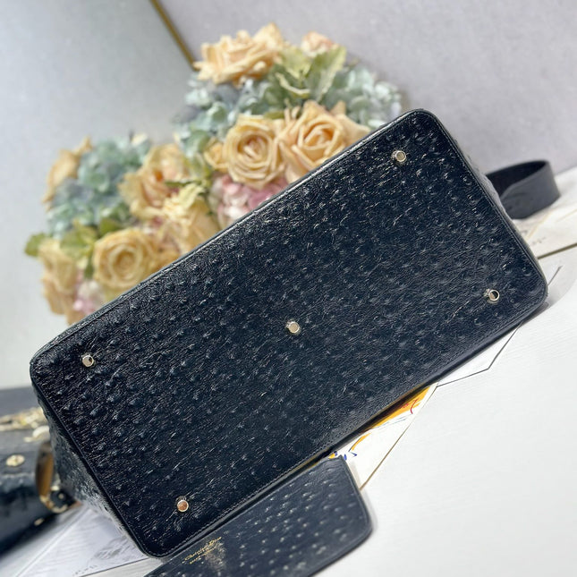 DIOR 26S TOUJOURS BAG 37 IN BLACK OSTRICH
