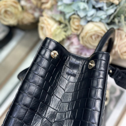 DIOR 26S TOUJOURS BAG 28 IN BLACK CROCODILE LEATHER