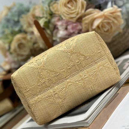 DIOR 26S TOUJOURS BAG 18 IN BROWN AND BEIGE RAFFIA