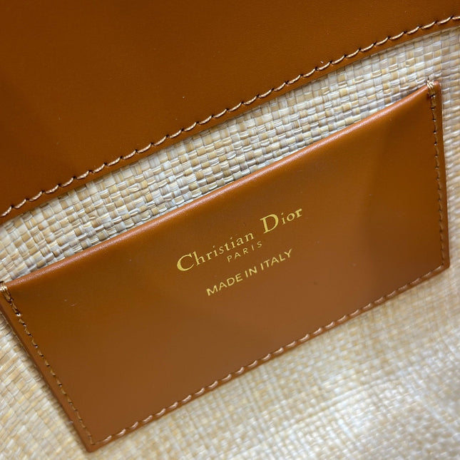 DIOR 26S TOUJOURS BAG 18 IN BROWN AND BEIGE RAFFIA