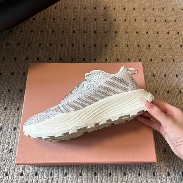 MIUMIU 26S SNEAKERS IN CLOUDY GRAY TECHNICAL FABRIC