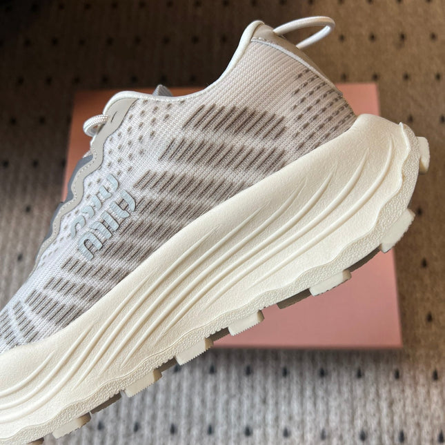 MIUMIU 26S SNEAKERS IN CLOUDY GRAY TECHNICAL FABRIC