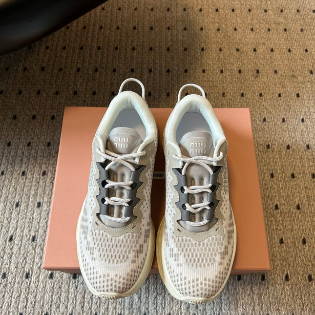 MIUMIU 26S SNEAKERS IN CLOUDY GRAY TECHNICAL FABRIC