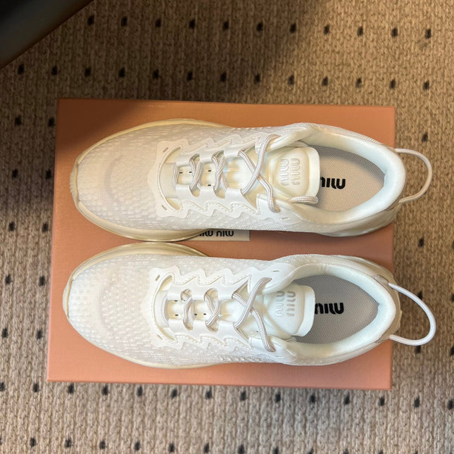 MIUMIU 26S SNEAKERS IN WHITE TECHNICAL FABRIC