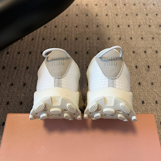 MIUMIU 26S SNEAKERS IN WHITE TECHNICAL FABRIC