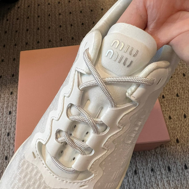 MIUMIU 26S SNEAKERS IN WHITE TECHNICAL FABRIC