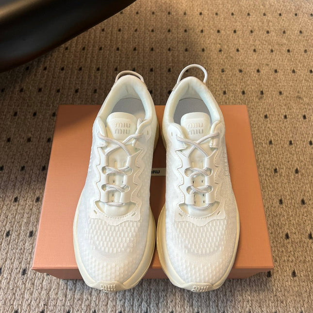 MIUMIU 26S SNEAKERS IN WHITE TECHNICAL FABRIC