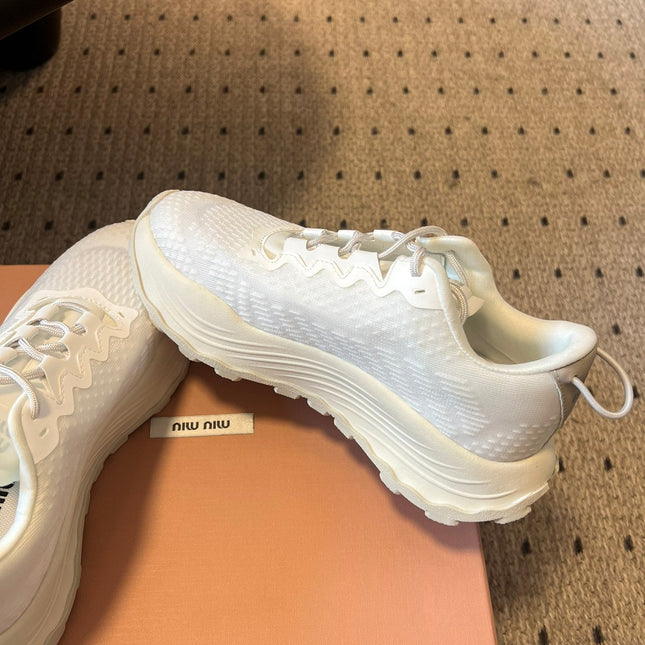 MIUMIU 26S SNEAKERS IN WHITE TECHNICAL FABRIC