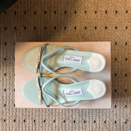 JIMMY CHOO 26S STRAPPY HEELED SANDALS IN PASTEL BLUE LAMBSKIN