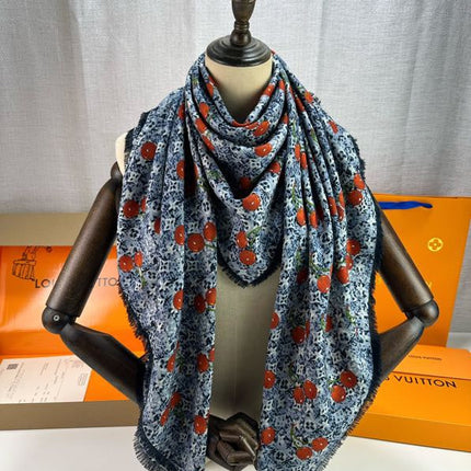 LV SCARF 140 CM IN SILK-CASHMERE BLEND 709636