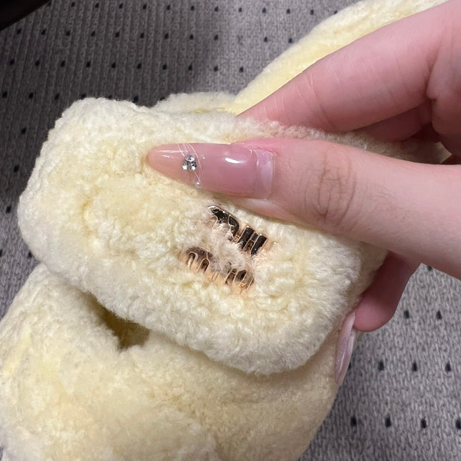 MIUMIU 26S SHEEPSKIN SLIPPERS IN LIGHT BEIGE