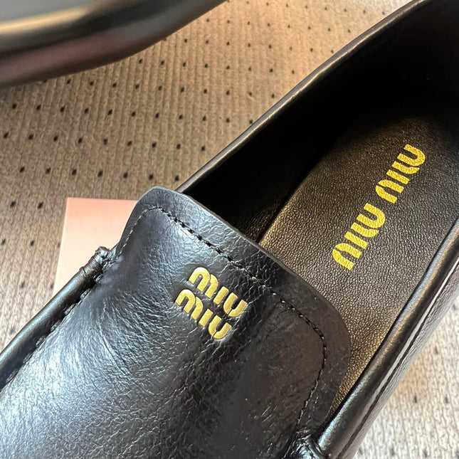 MIUMIU 26S LOAFERS IN BLACK CALFSKIN