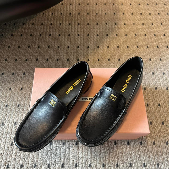 MIUMIU 26S LOAFERS IN BLACK CALFSKIN