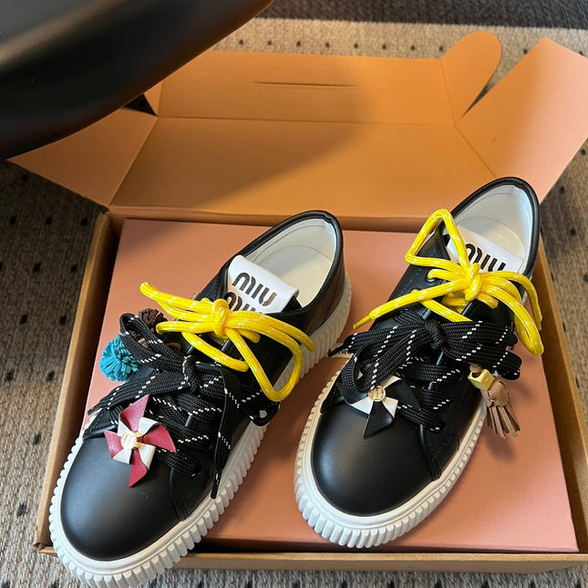 MIUMIU 26S SNEAKERS 50MM IN BLACK CALFSKIN