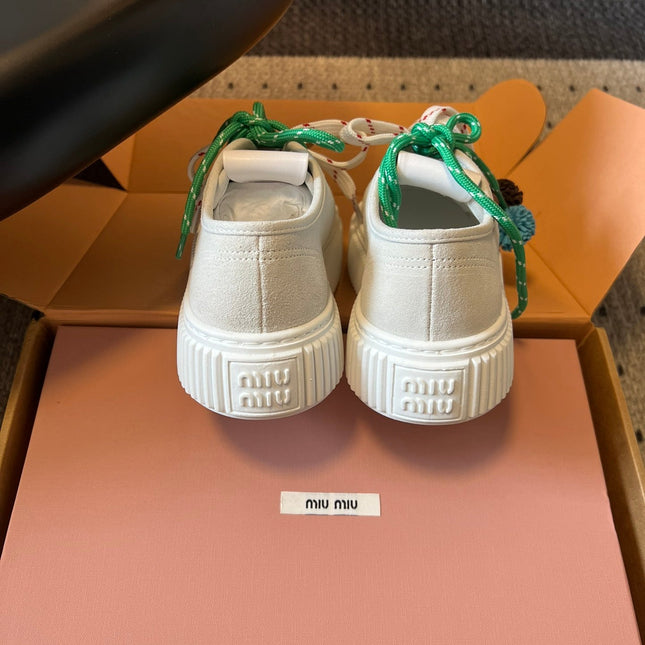MIUMIU 26S SNEAKERS 50MM IN SAND BEIGE SUEDE