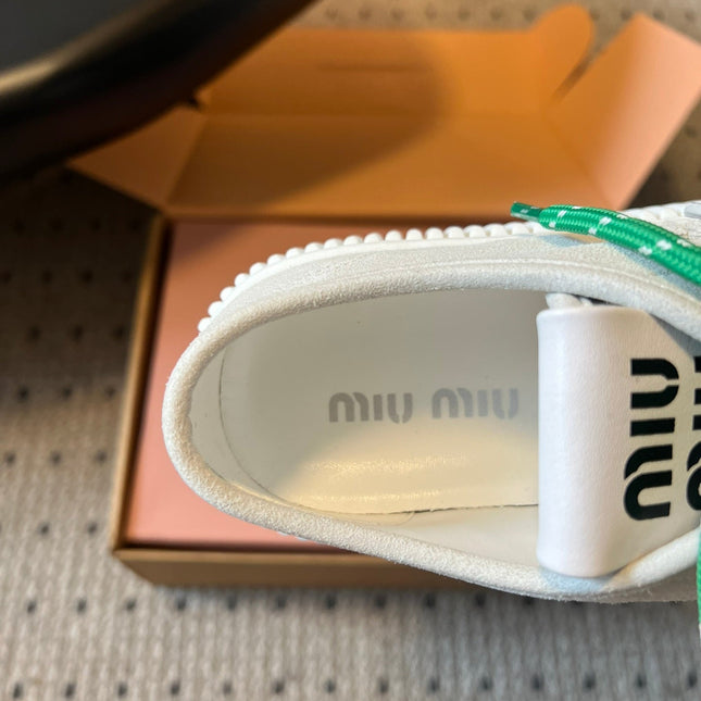 MIUMIU 26S SNEAKERS 50MM IN SAND BEIGE SUEDE
