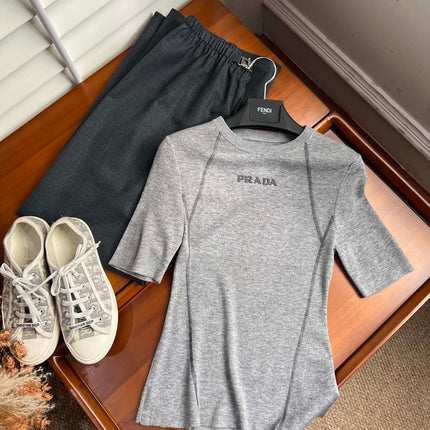 PRADA SHORT-SLEEVE KNIT TOP STYLE 18