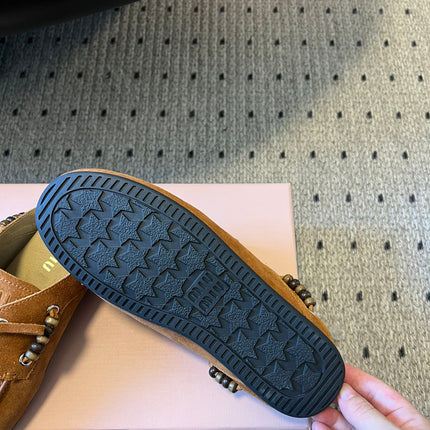 MIUMIU 26S MULES IN CARAMEL BROWN SUEDE